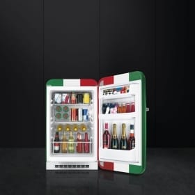 SINGLE DOOR REFRIGERATOR, ITALIAN FLAG, 50'S RETRO STYLE, ENERGY RATING A+