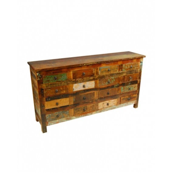 Rustic Look Reclaimed Wood 16 Drawer Chest