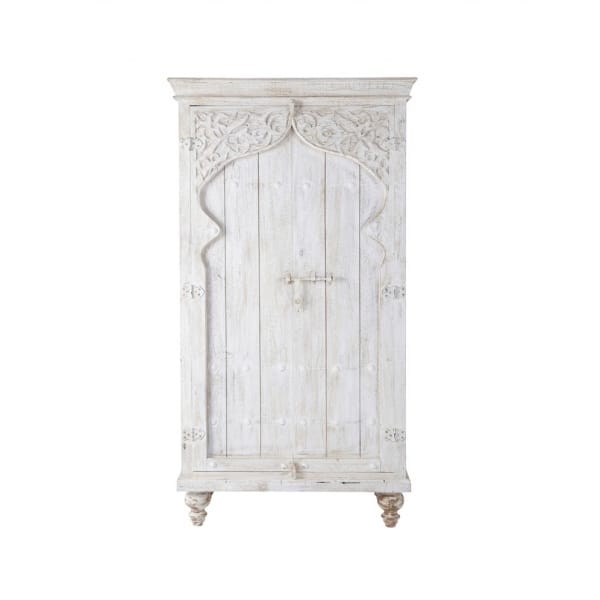 Solid Wood Designer Door White Cupboard India