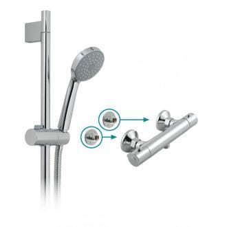Prima Thermostatic Slide Rail Shower Kit Package With Wall Mounting Brackets