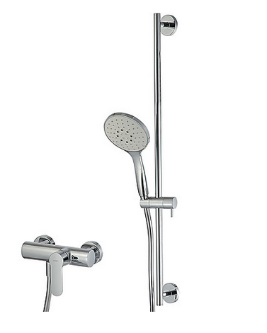 External shower single lever mixer with sliding bar and antimescale multipurpose handshower ECO AIR Diam. 130mm