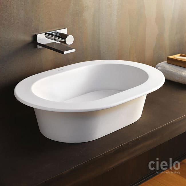 Amedeo Ovale freestanding washbasin white finish + Argo mirror