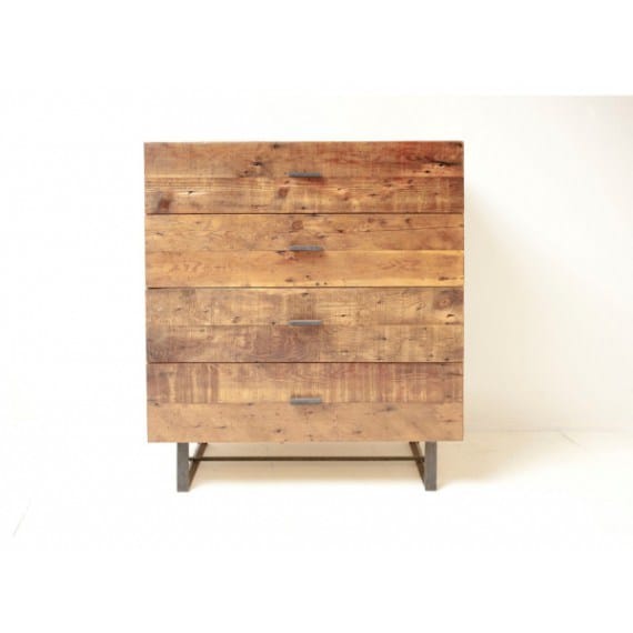 Solid Wood Drawer Chest With Iron Legs