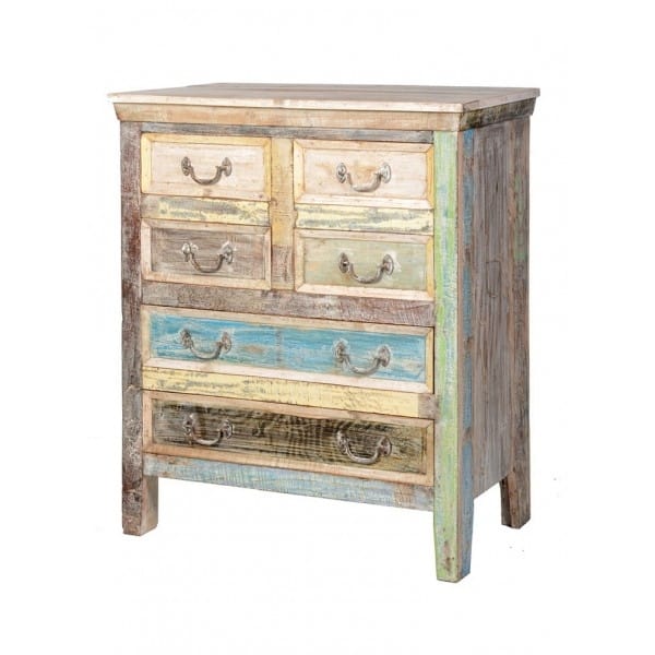 Solid Wood Rustic Reclaimed Wood 6 Drawer Chest