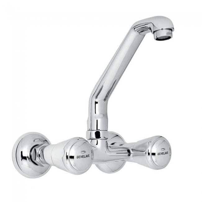 Sink Mixer With Raised J Spout Wall Mounted 