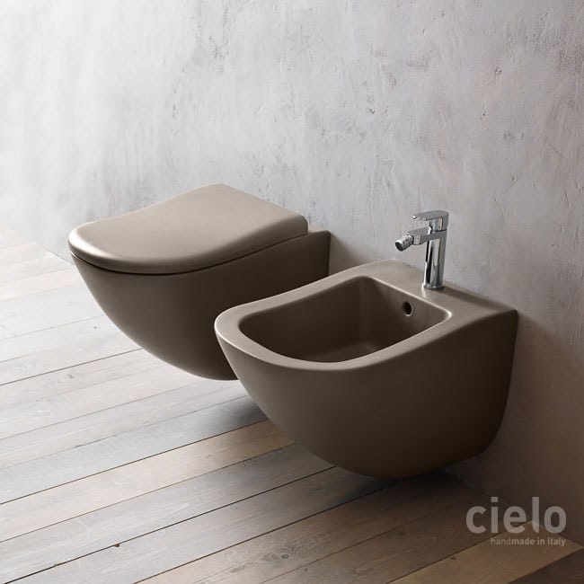 Wall Hung Wc and Bidet Colored Arenaria