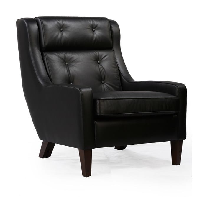 Yoko Armchair Leather Bassett Nero Black