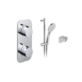 1 Outlet, 2 Handle Concealed Thermostatic Shower Valve And Slide Rail Shower Kit