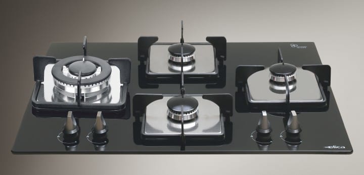 Built In Hob With Toughened Glass And European Burners Vetro 4 B 70 SP Plus BT D