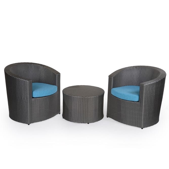 Lucia Outdoor 2 Tubchairs With a Side Table In Iron Grey