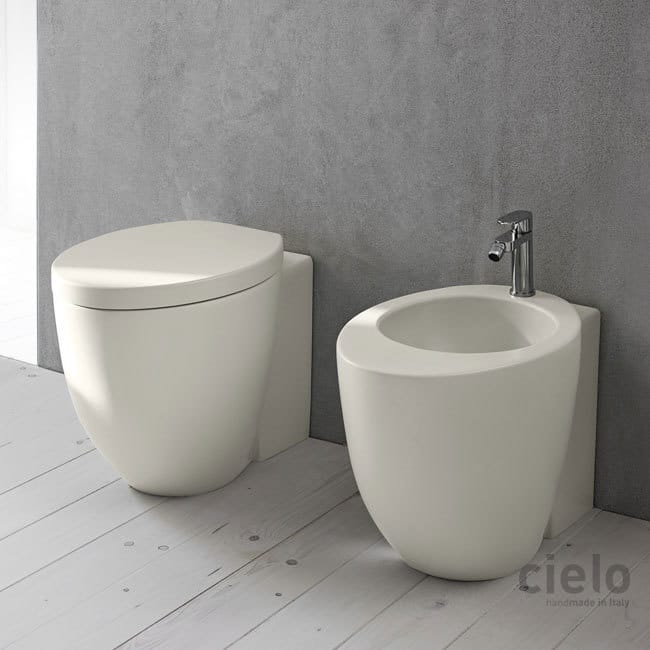 Back to Wall Wc and Bidet Colored Pomice