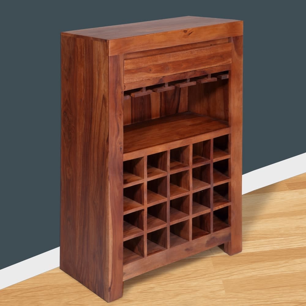 Vermount Solidwood Wine Rack-Light Walnut