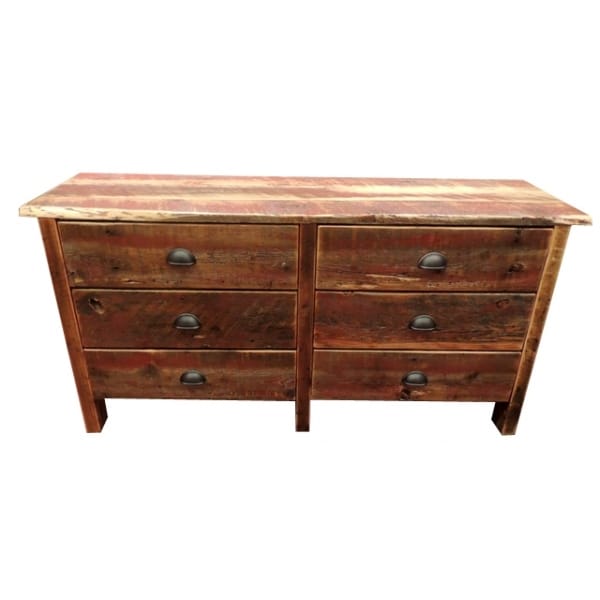 Solid Wood Dark Distressed 6 Drawer Chest