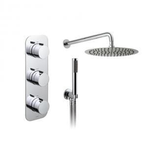 2 Outlet, 3 Handle Concealed Thermostatic Valve, Fixed Shower Head And Slide Rail Shower Kit