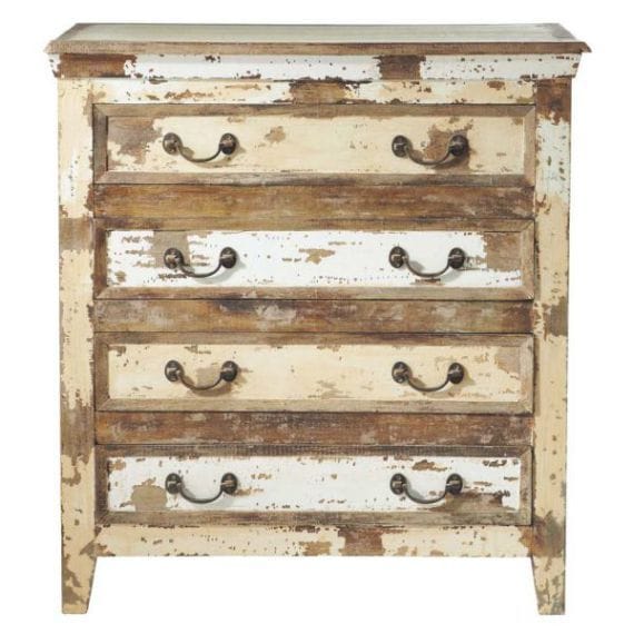 Solid Wood 4 Drawer Distressed Chest