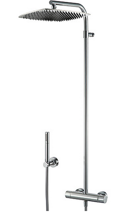 Thermostatic Shower Column with Antilimescale Inox Showerhead 300X300 Mm and Handshower