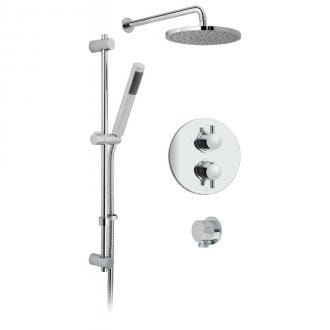 Celsius 2 Outlet Thermostatic Shower Package Inc. Slide Rail Shower Kit