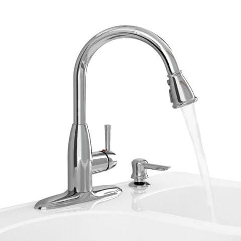 McKenzie 1 Handle High-Arc Pull Down Kitchen Faucet with Soap Dispenser