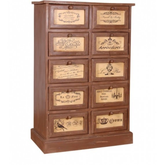 Solid Wood Big 10 drawer Brown Chest India