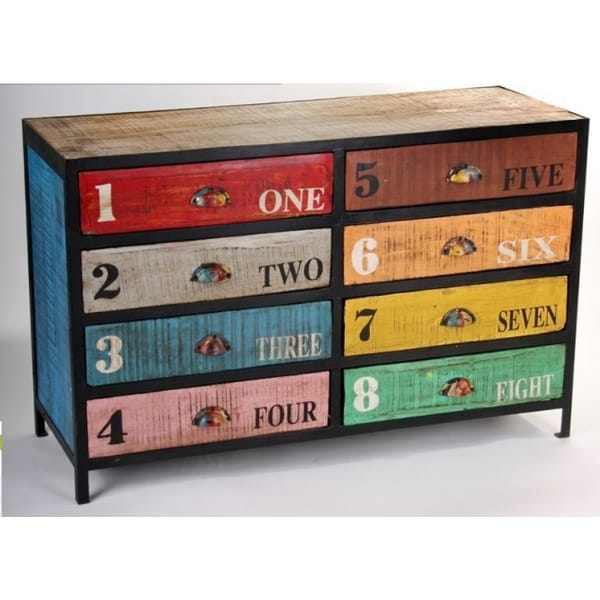  Solid Wood Rainbow Colourful 8 Drawer Chest