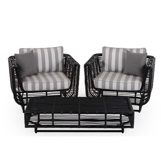 Montego Outdoor Armchair With Coffee Table In Black