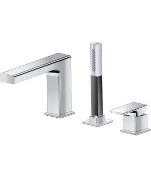 Strayt 3-Hole Bath Tub Filler With Handshower