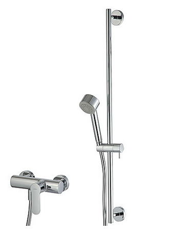 External shower single lever mixer with sliding bar and antilimescale handshower Diam.70 mm