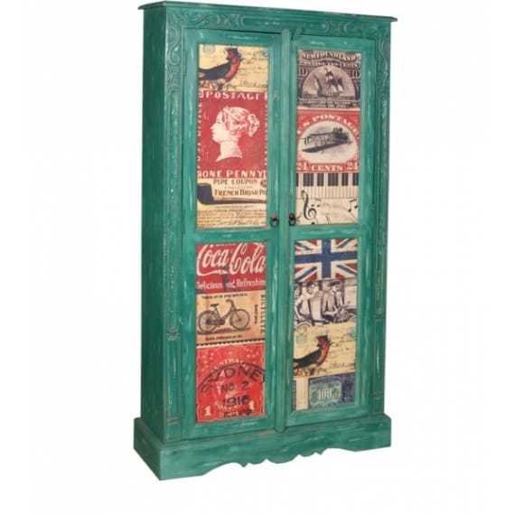  Solid Wood Distress Green Cupboard India