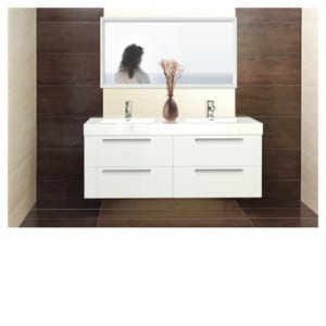 Brighton  Double Bowl Wall Hung Vanity with Soft Closing Drawers - White