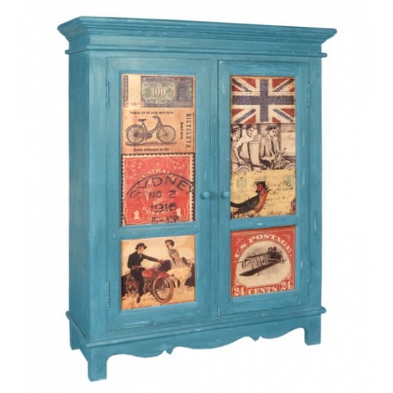 Solid Wood Blue Small Cupboard India