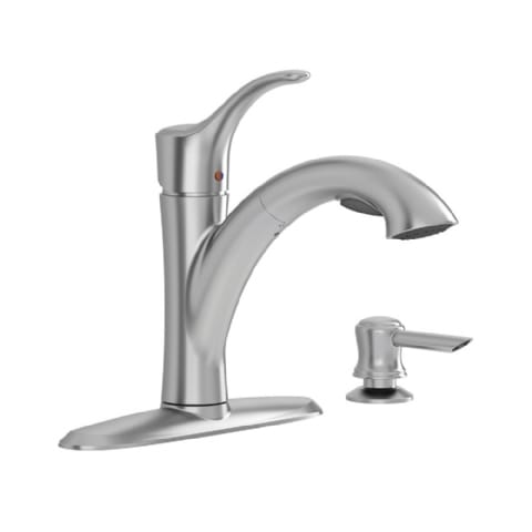 Mesa 1-Handle Pull-Out Kitchen Faucet with Soap Dispenser