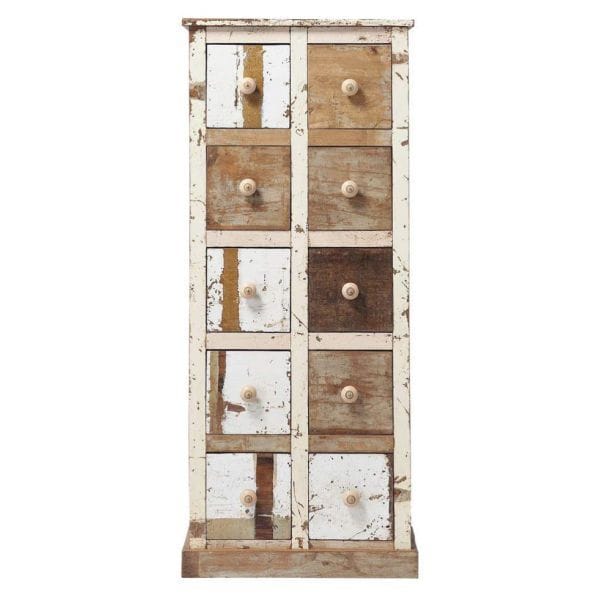 Solid Wood 10 Drawer Distressed Chest