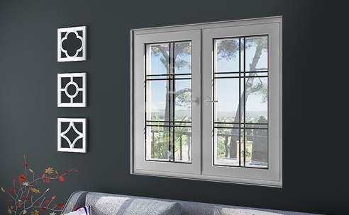 uPVC villa windows with mesh and grill