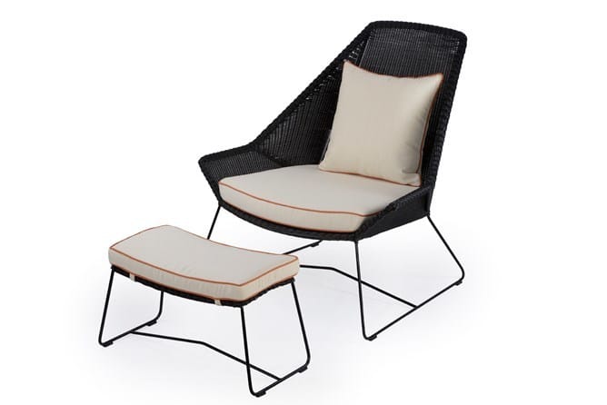 Hutton Occasional Outdoor Chair With Foot Stool In Black