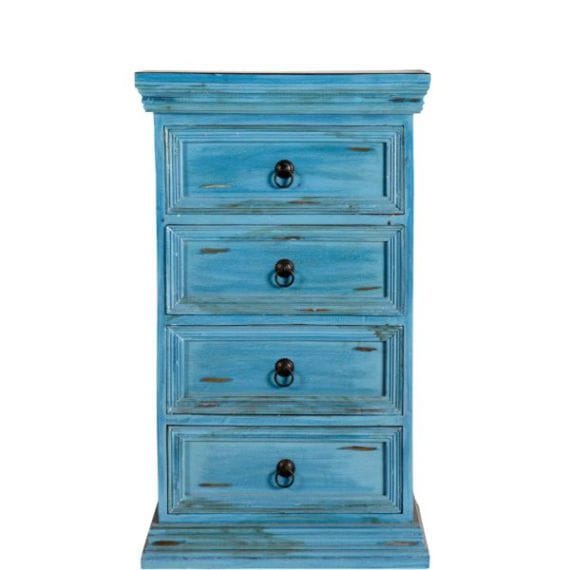 Solid Wood Blue 4 Drawer Chest