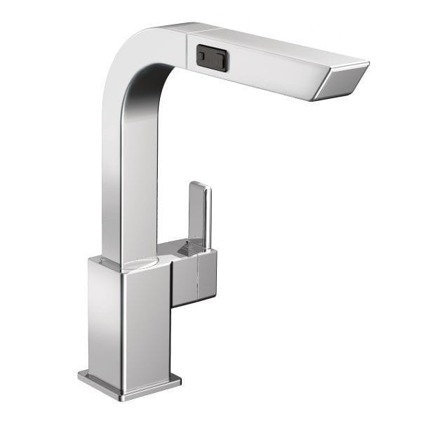 90 Degree Chrome One-Handle High Arc Pullout Kitchen Faucet