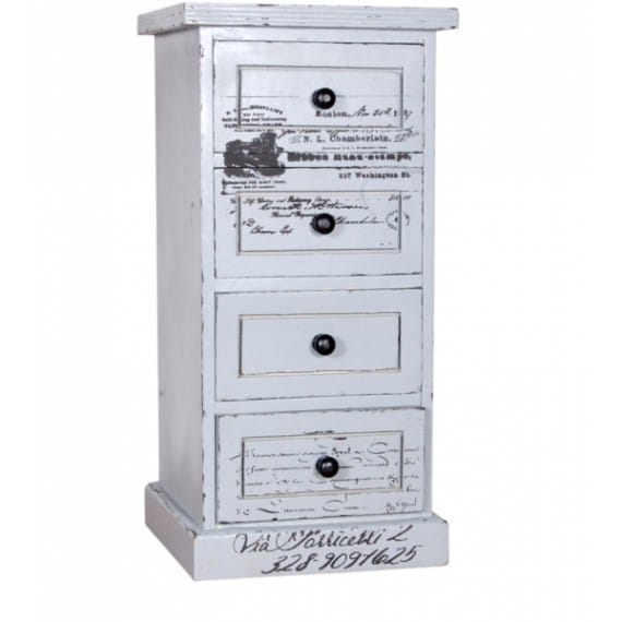 Solid Wood White Printed Drawer Chest Without Legs India