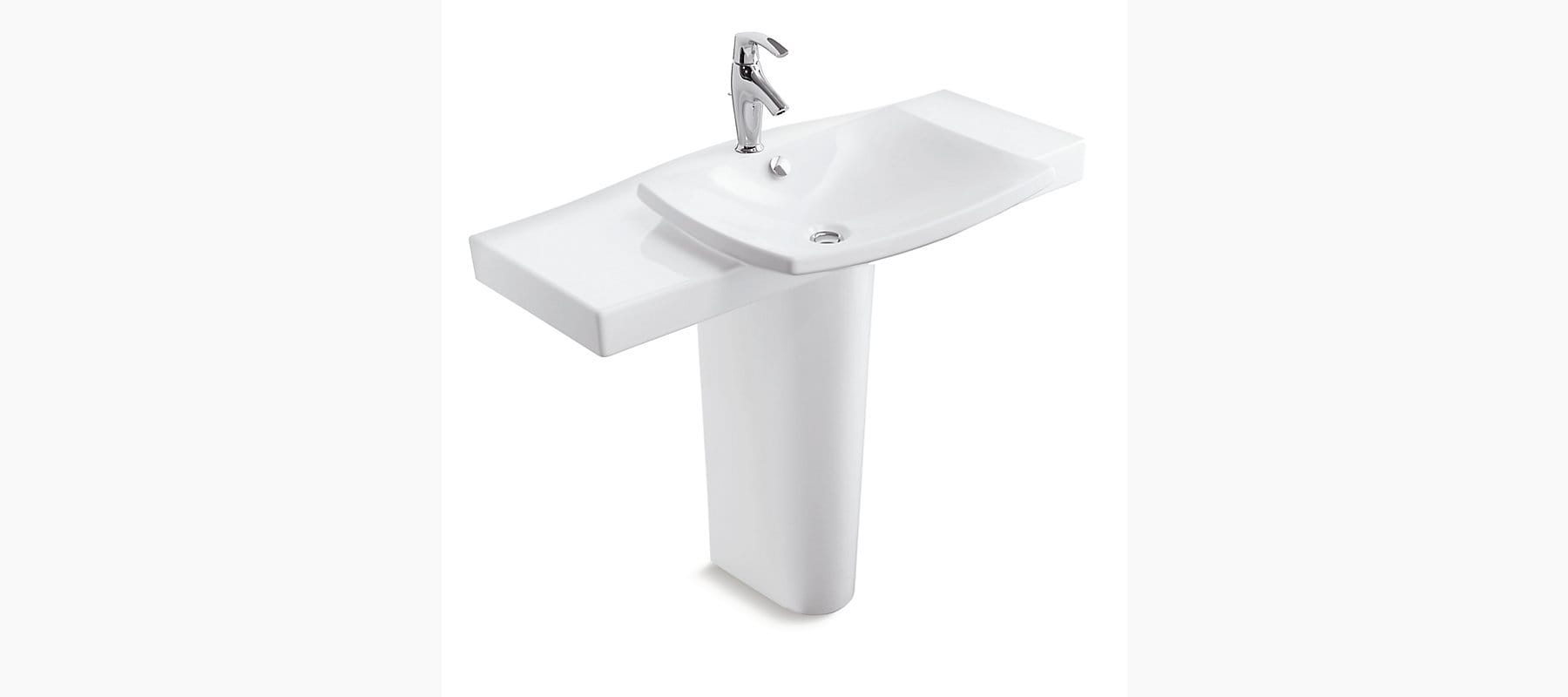 Escale Pedestal Lavatory With Single Faucet Hole