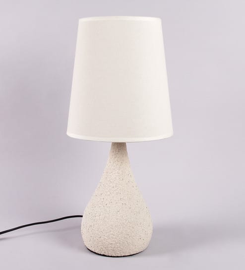 Beige Stone Finish Table Lamp With Empire Shade