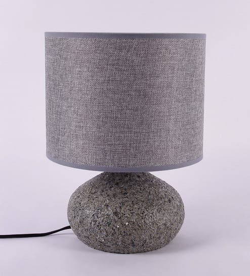 Grey Stone Finish Table Lamp With Drum Shade