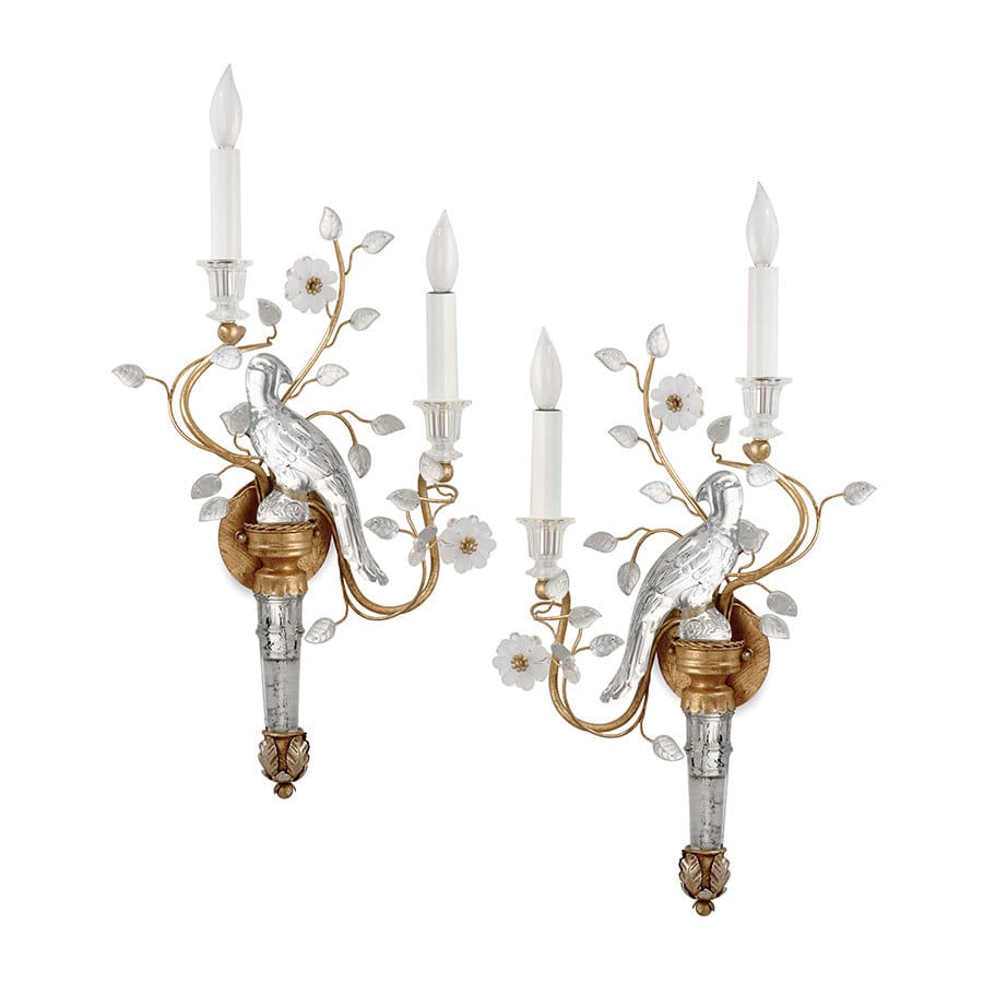 Crystal Bird Torch Sconces