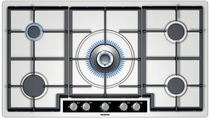 The Gas CookTop With a Stainless Steel Surface 