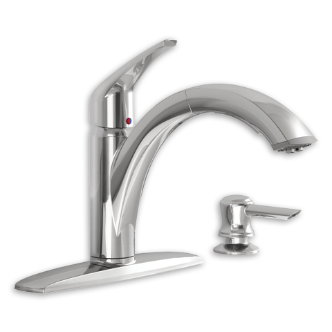 Arch Single Handle Pull-Out Kitchen Faucet with Soap Dispenser