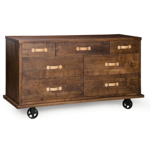 Solid Wood 7 Drawer Chest On Wheels Dark Modern Look