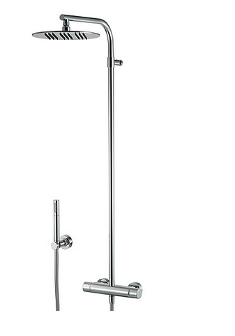 Thermostatic Shower Column with Antilimescale Inox Showerhead Diam. 250mm and Handshower