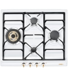 60cm, Gas Hob, White, Gold Finishing