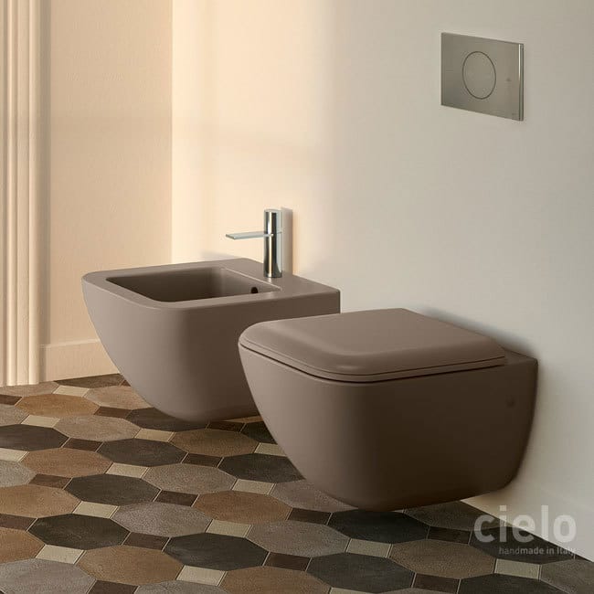 Wall Hung Bidet and Wc Colored Arenaria