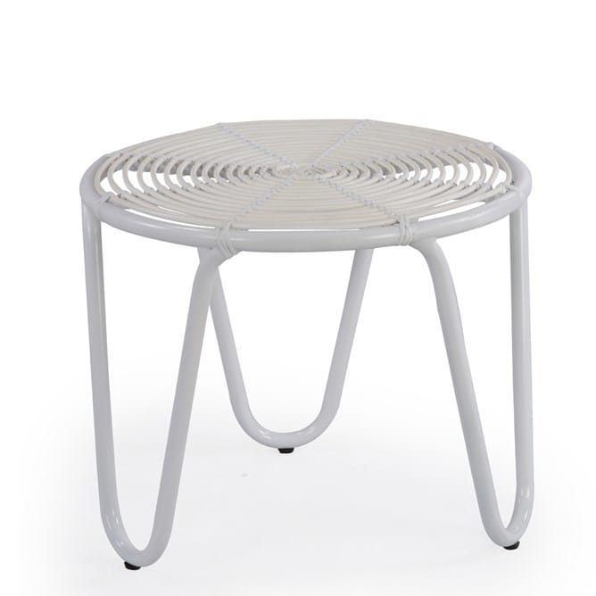 Jenson Outdoor Occasional Chair With Side Table In White