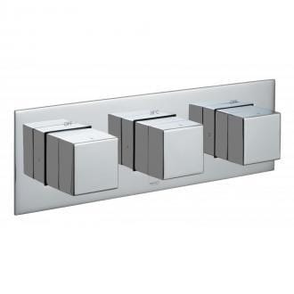 2 Outlet, 3 Handle Concealed Thermostatic Shower Valve, Horizontal