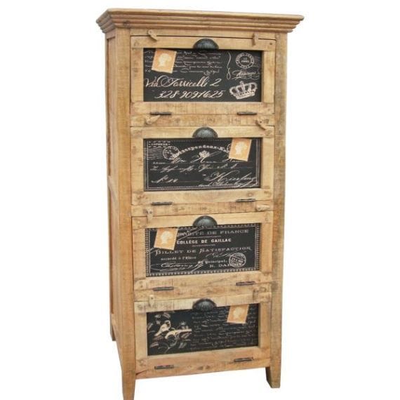  Solid Wood VIntage Printed Chest (Natural)  